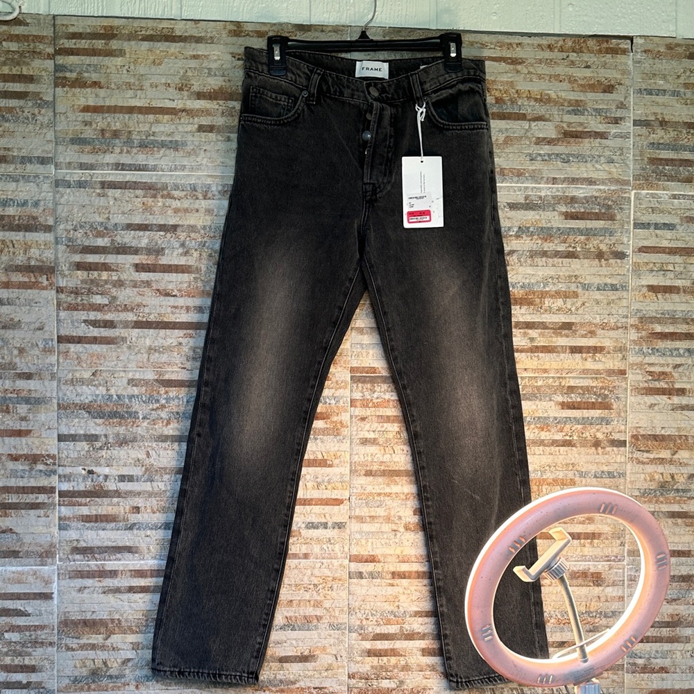 Frame Denim Charcoal Straight-Leg Jeans - Picture 1 of 5